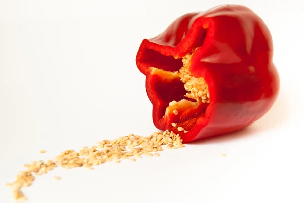 tatlı biber tohumları üzerinde beyaz arka plan ile izole parçası