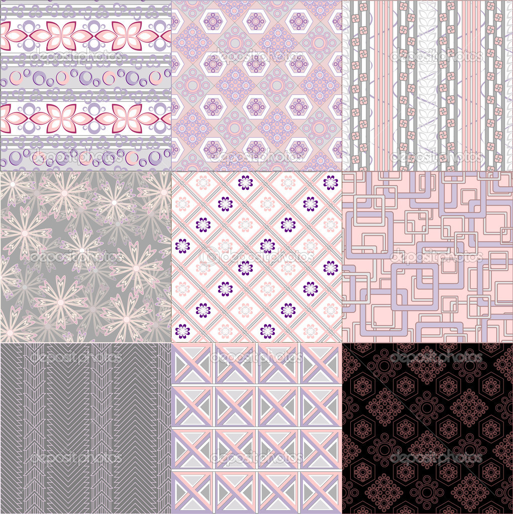  set of seamless retro traceries. Big collection seamless patterns