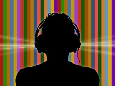 DJ funky arka plan üzerinde kulaklık
