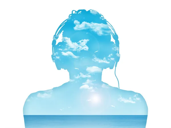 adam tam bir uyum içinde müzik dinlemek
