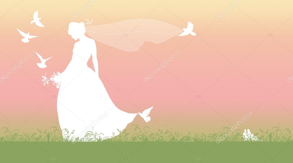 silhouette of a spring bride
