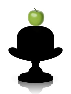 green apple on a old-fashioned hat clipart