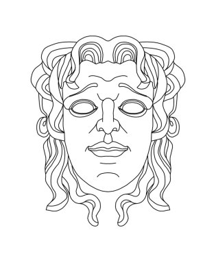 genç bir adam, Yunan teatrical maskesi