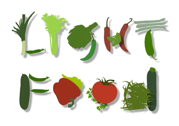 Inscripție alimente ușoare din legume — Fotografie, imagine de stoc