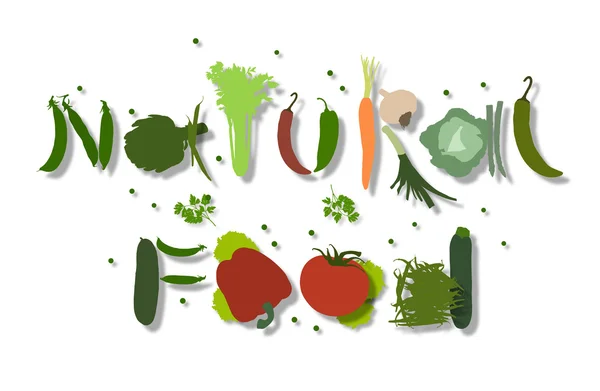 Inscription natural food made of vegetables — Stock Photo, Image