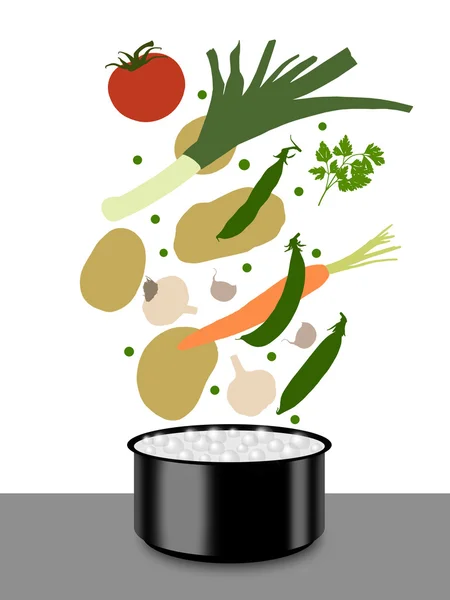 蔬菜汤烹饪 — 图库照片