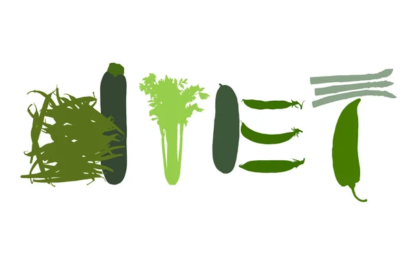 Słowo dieta z warzywami — Zdjęcie stockowe