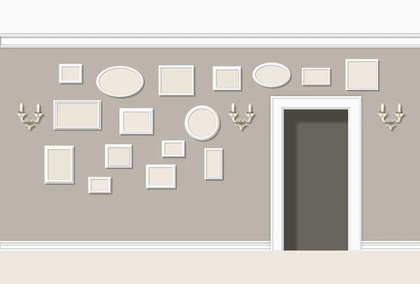 Klasik resim çerçeveleri ile duvar — Stok fotoğraf