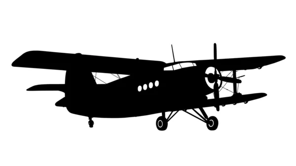 Silhouette of a biplane — Stock Photo, Image