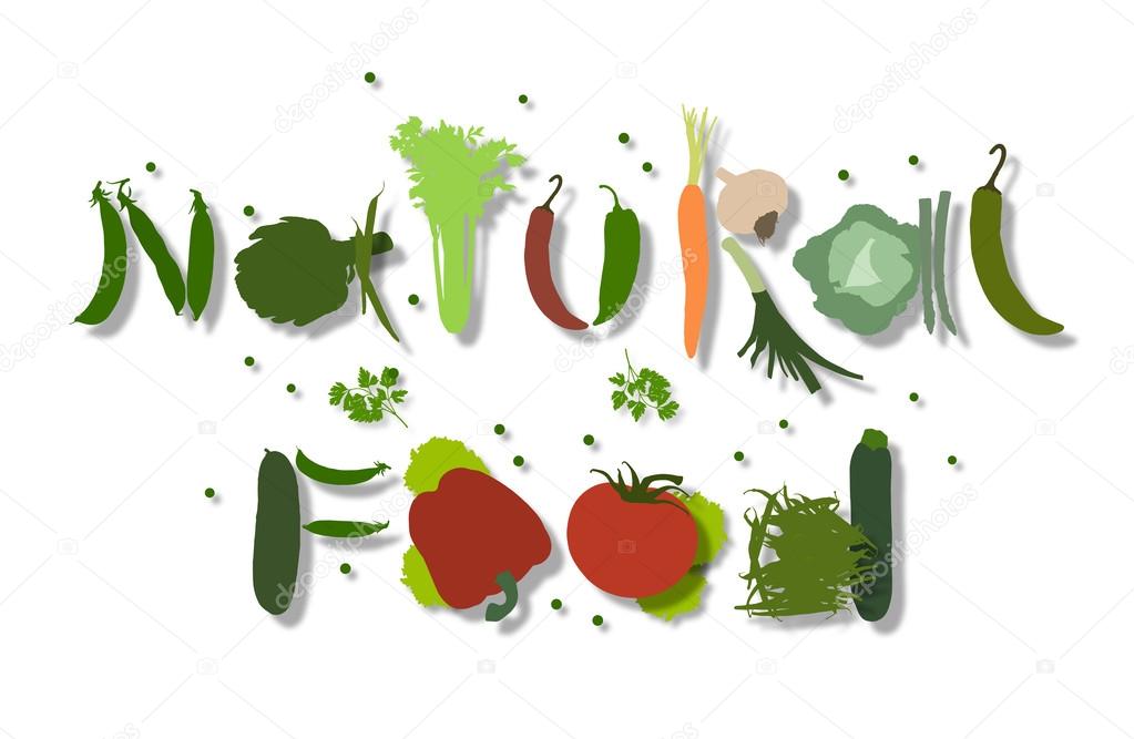 inscription natural food made of vegetables
