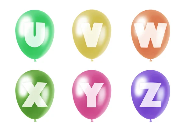 Alphabet balloons set u-z — Stock Photo, Image