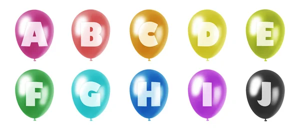 Alphabet balloons set a-j — Stock Photo, Image