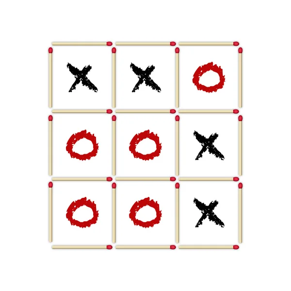 Tick-tack-toe spel gemaakt van wedstrijden — Stockfoto