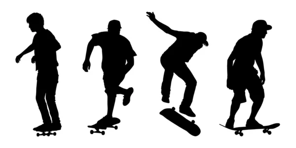 Conjunto de siluetas skateboarders 1 — Foto de Stock