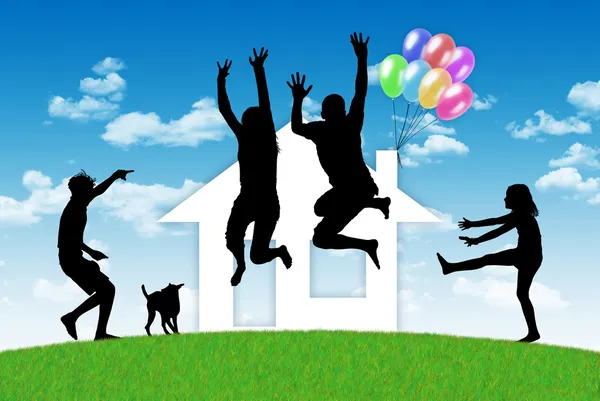 Happy family having a house — Stock Photo, Image