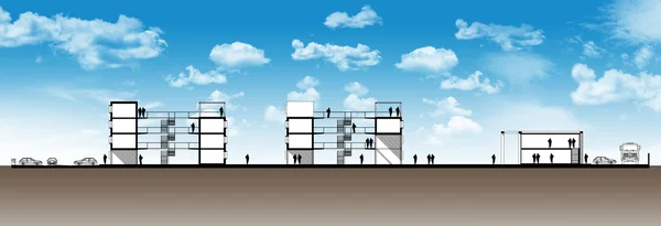 Sectie van stedelijke residentieel gebouw — Stockfoto