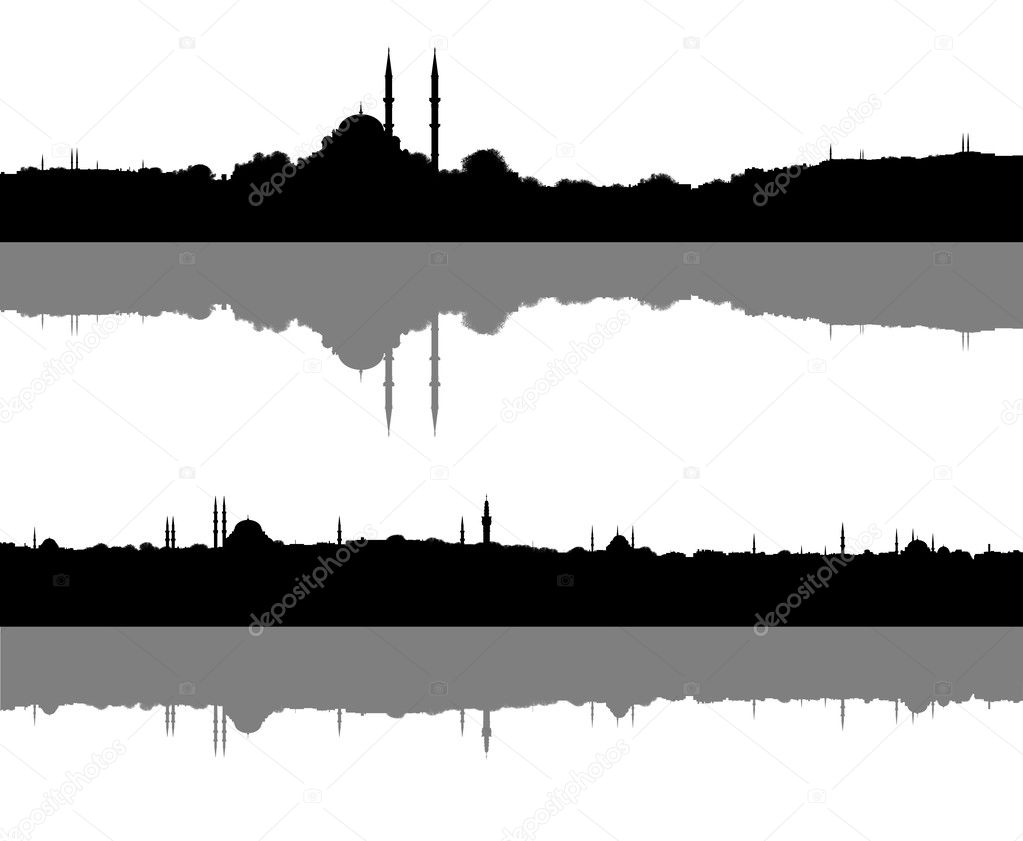 muslim city silhouettes set