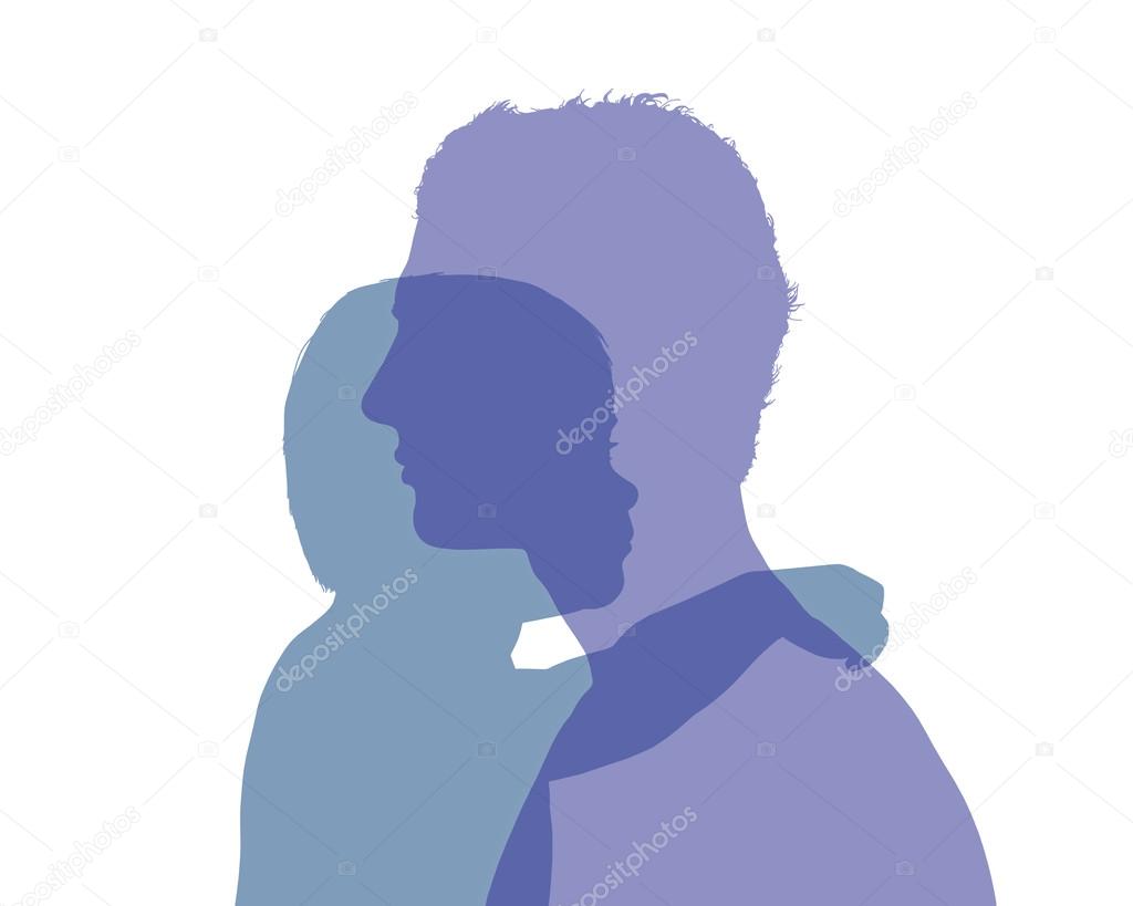Father and his baby colorful silhouette