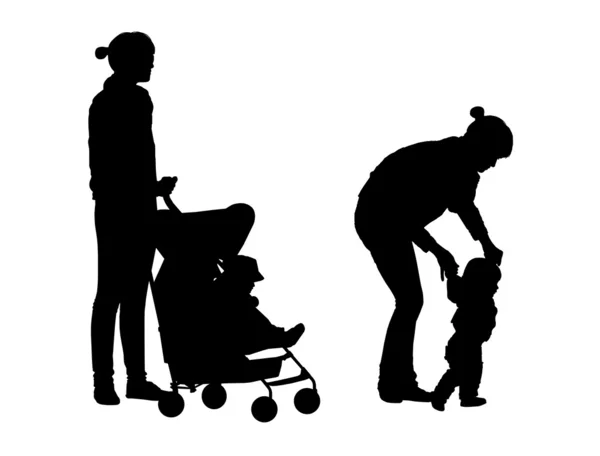 Set di silhouette per esterni madre e bambino — Foto Stock