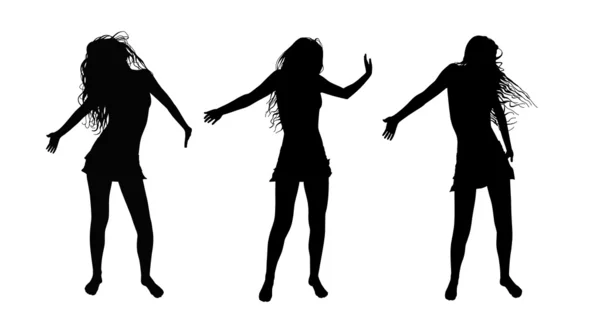 Dancing summer girls silhouettes set 1 — Stock Photo, Image