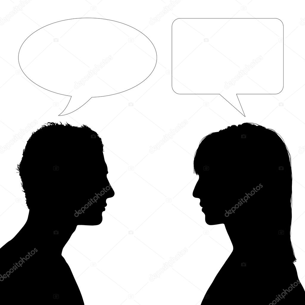woman and man face to face dialogue
