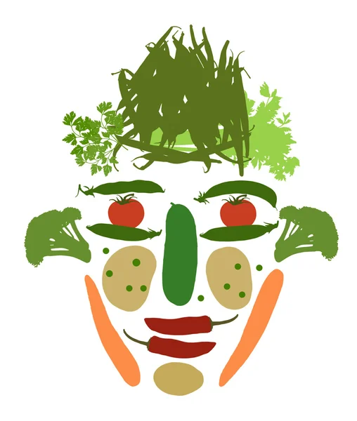 Férfi arca készült zöldségek — Stock Fotó