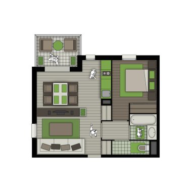 İki Odalı Daire balkon doğa iç