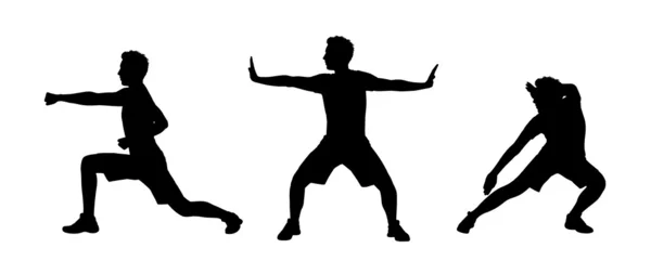 Man set tränar tai chi silhuetter 1 — Stockfoto