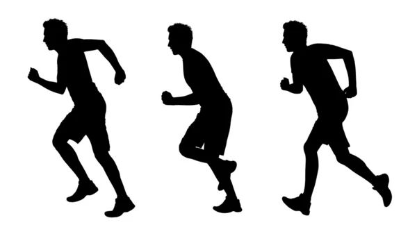 Homem correndo silhuetas conjunto 1 — Fotografia de Stock