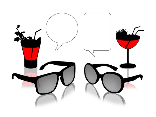 Sun glasses dialogue with cocktails — Stock Photo, Image