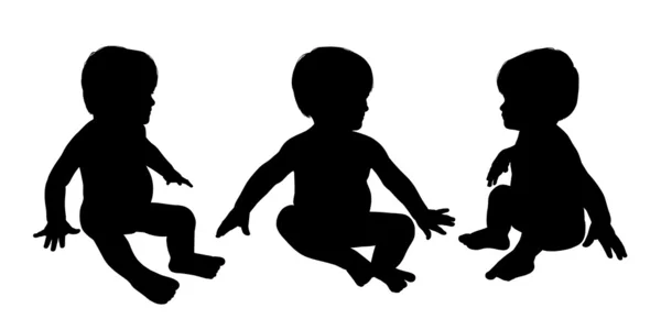 Little baby sitting silhouettes set 4 — Stock Photo, Image