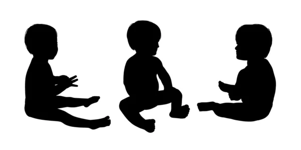 Little baby sitting silhouettes set 2 — Stock Photo, Image