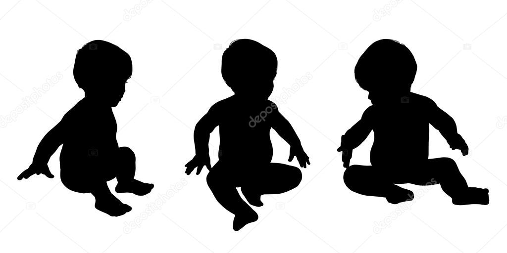 little baby sitting silhouettes set 1