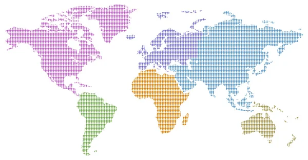 Continent couleurs hommes modèle carte du monde — Photo