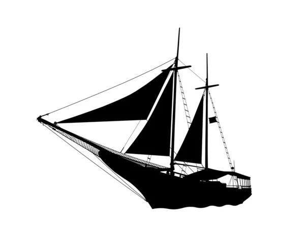 Pirata nave vista laterale silhouette — Foto Stock