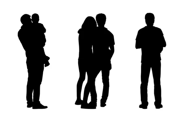 People standing outdoor silhouettes set 1 — Stock Photo, Image