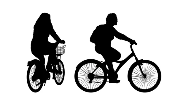 Woman on bicycle silhouettes set 2 — Stock Photo, Image