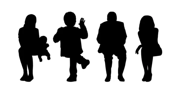 Personnes assises silhouettes extérieures ensemble 2 — Photo