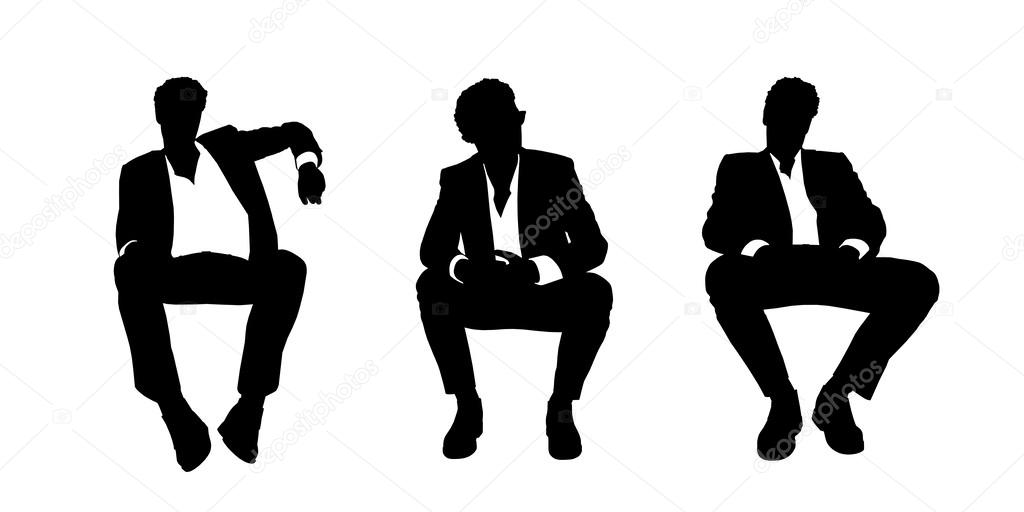 businessman seated in the armchair silhouettes set 1
