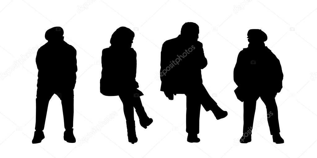 people seated outdoor silhouettes set 3