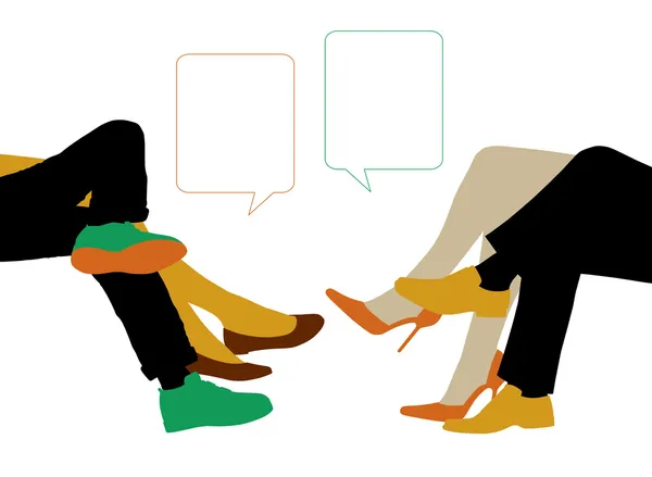 Dialog między dwie pary w pozycji siedzącej — Zdjęcie stockowe