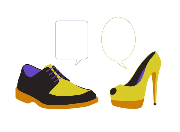 Renkli ayakkabılar arasında eşit bir diyalog — Stok fotoğraf