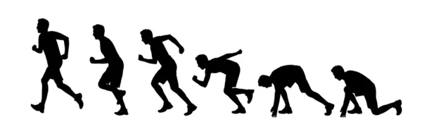 Silhouettes of a man starting running — Stock Photo, Image