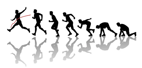 Silhouettes of a man winning a marathon — Stock Photo, Image