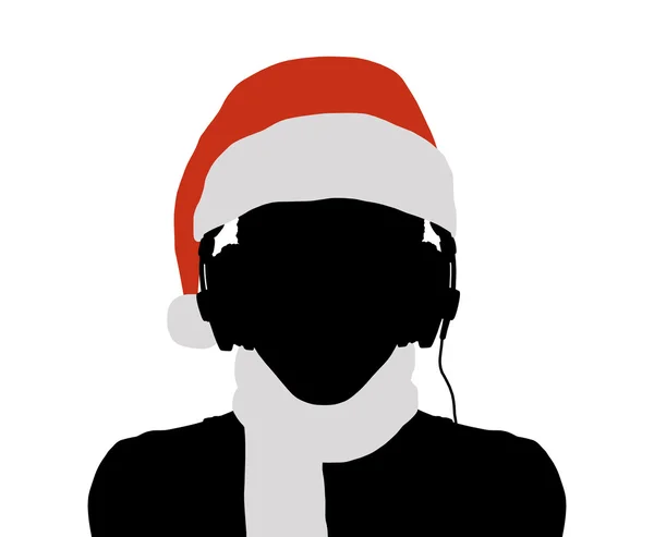 Dj in santa red hat — Stock Photo, Image