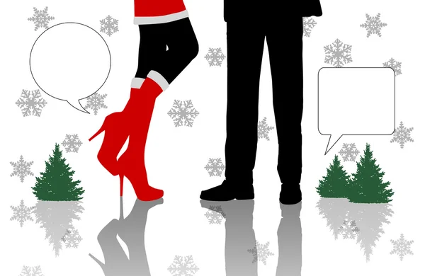 Dialogo tra uomo e donna in piedi nel periodo natalizio — Foto Stock
