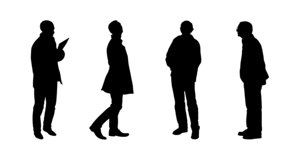 Silhouetten von Männern, die auf etwas schauen Set 1 — Stockfoto