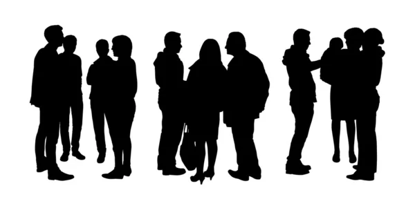 Mensen met elkaar praten set silhouetten 1 — Stockfoto