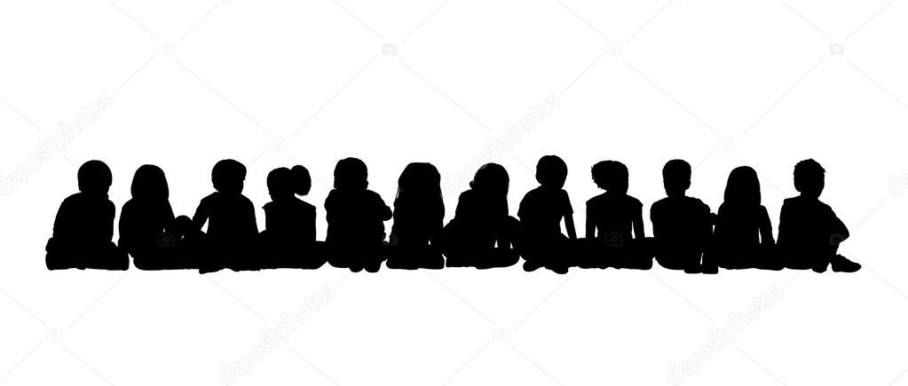 large group of children seated silhouette 3