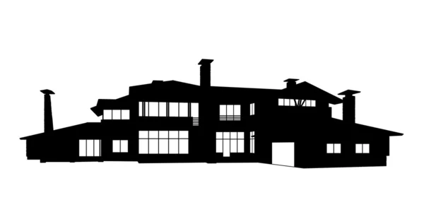 Große zeitgenössische Landhaus-Silhouette — Stockfoto